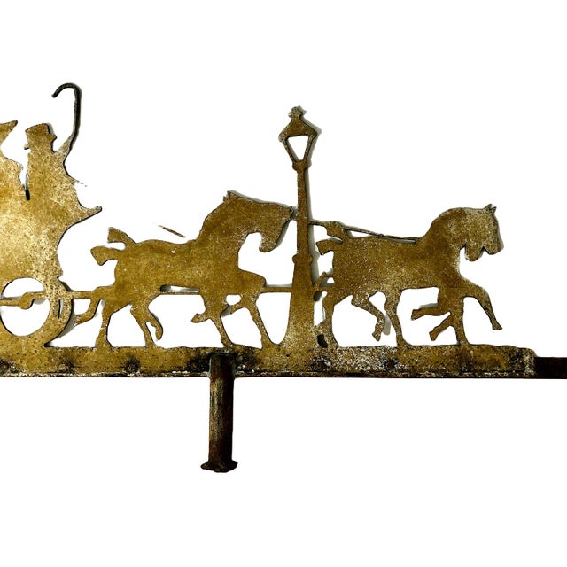 American American 1940s Iron Weathervane Top With a “Coach and Horses” Theme For Sale - Image 3 of 7