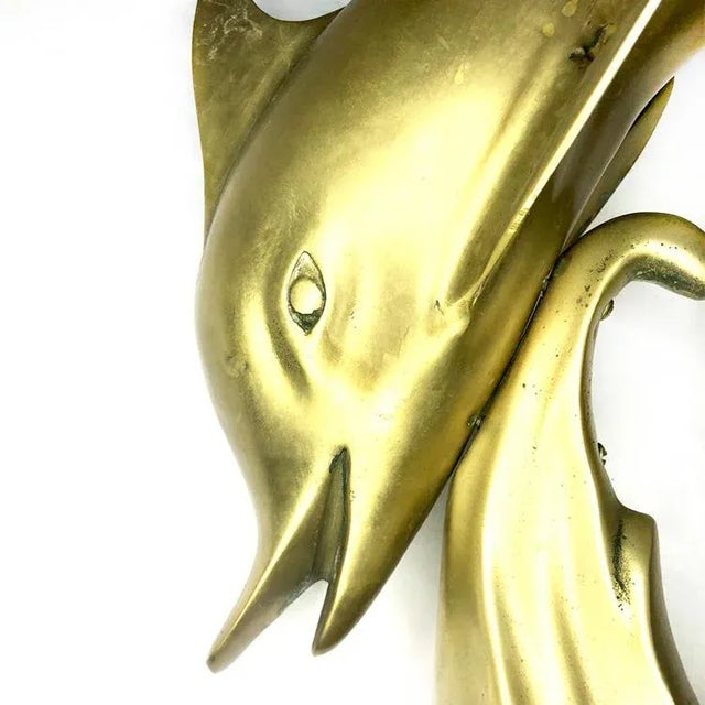 1980s 1980s Vintage Brass Dolphin Figurine For Sale - Image 5 of 10