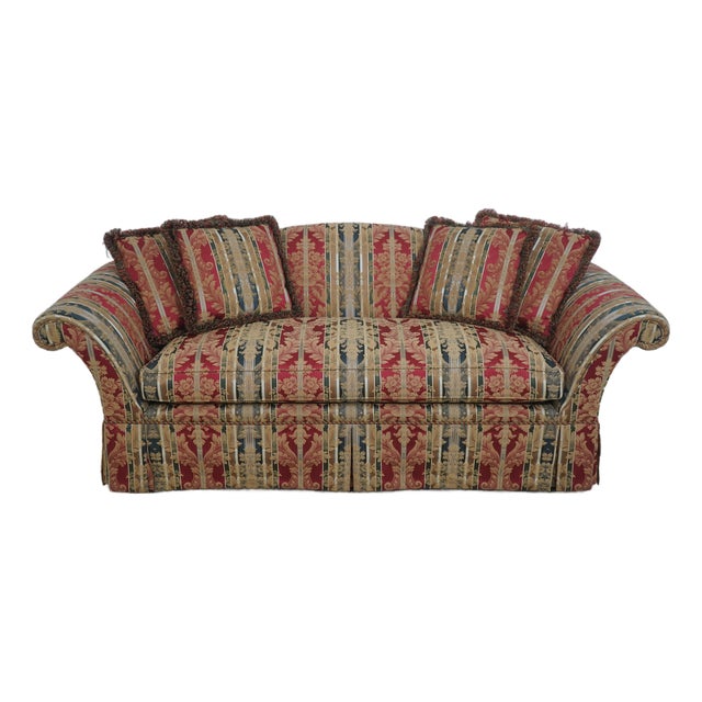 Kindel Rolled Arm Upholstered Camelback Sofa For Sale