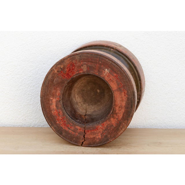 Large Indian Red Antique Grinder For Sale In Los Angeles - Image 6 of 8