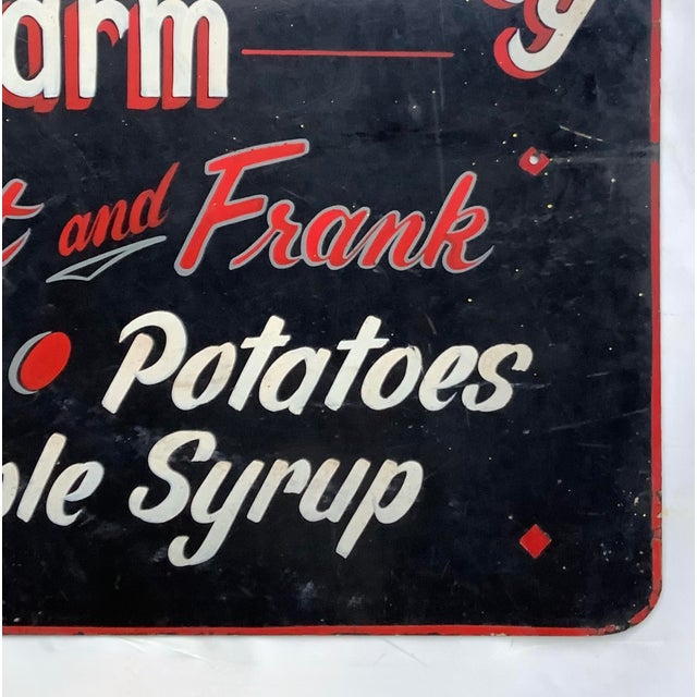 1950s Vintage Metal Hand Painted Mitchell's Farm Stand Sign For Sale - Image 5 of 10