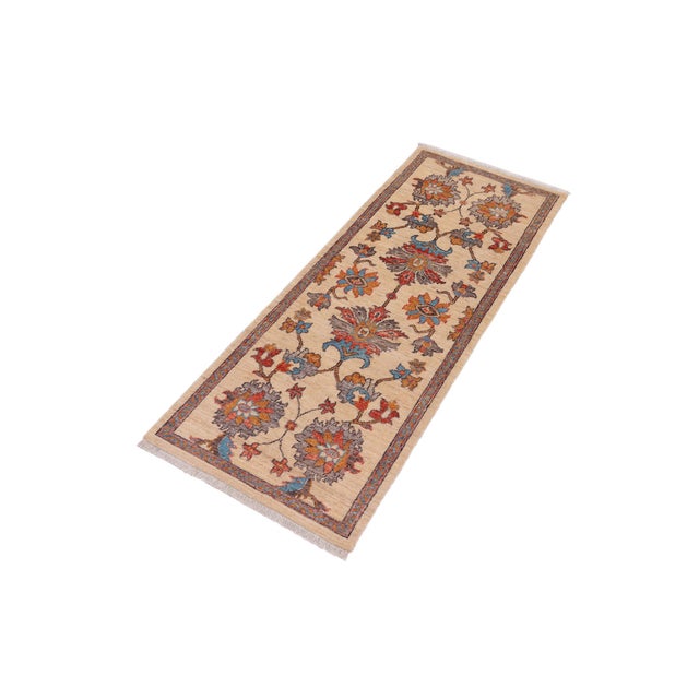 Shabby Chic Shabby Chic Ziegler Beige/Red Wool Runner Rug- 2'0'' X 5'1'' For Sale - Image 3 of 10