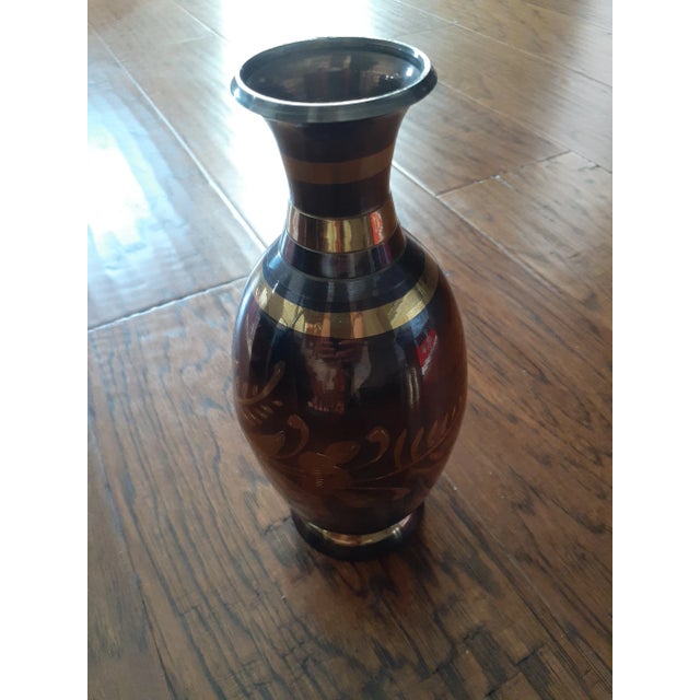 This is a GORGEOUS Etched Brass 9" Flower Vase Made in India. BOX E