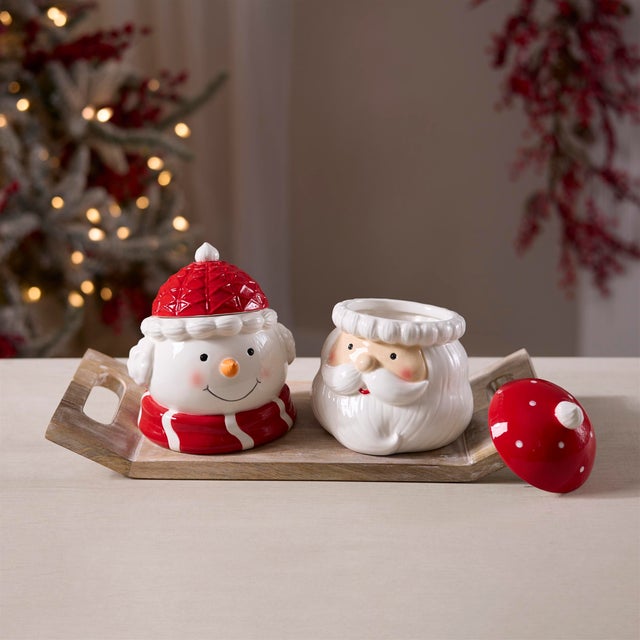Contemporary Ceramic Holiday Canister (Set of 2) For Sale - Image 3 of 7