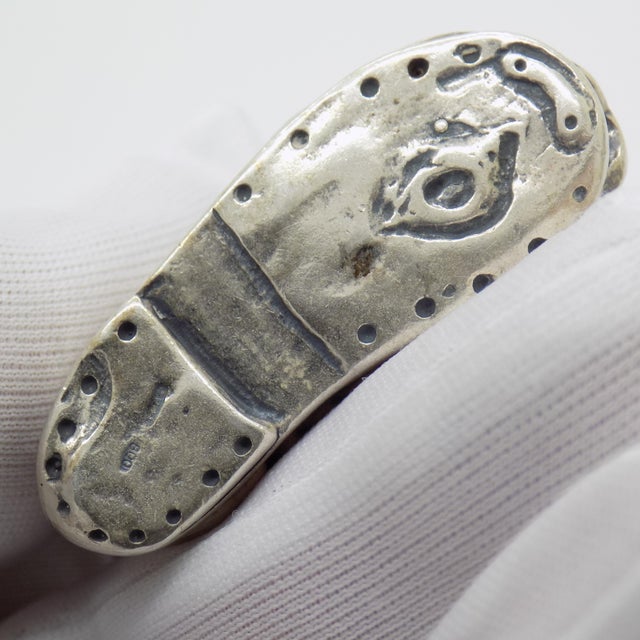 Metal Vintage Italian Handmade Genuine Silver Rare Old Boot Shoe Figurine Miniature For Sale - Image 7 of 9