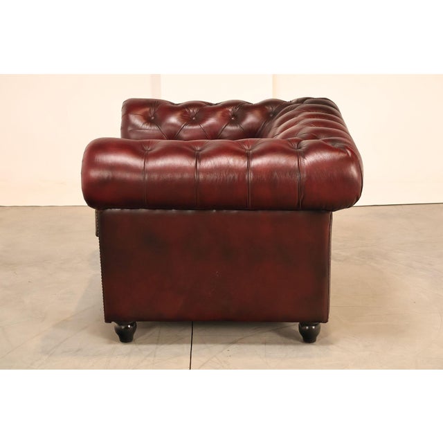 Chesterfield Style Pair of Oxford Red Leather Club Chairs For Sale - Image 15 of 16