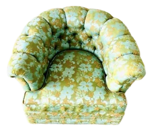 Mid 20th Century Original Howard Parker Tufted Tub Chair on Casters - True Retro Style