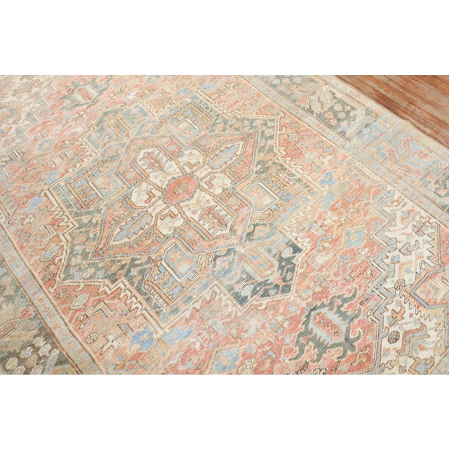 Beige Antique Persian Heriz Intermediate Rug For Sale - Image 8 of 9