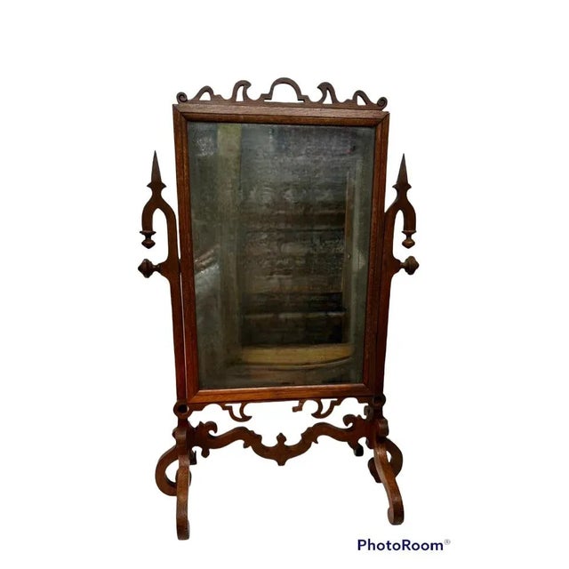 English Oak Floor Standing Dressing Mirror For Sale - Image 9 of 9