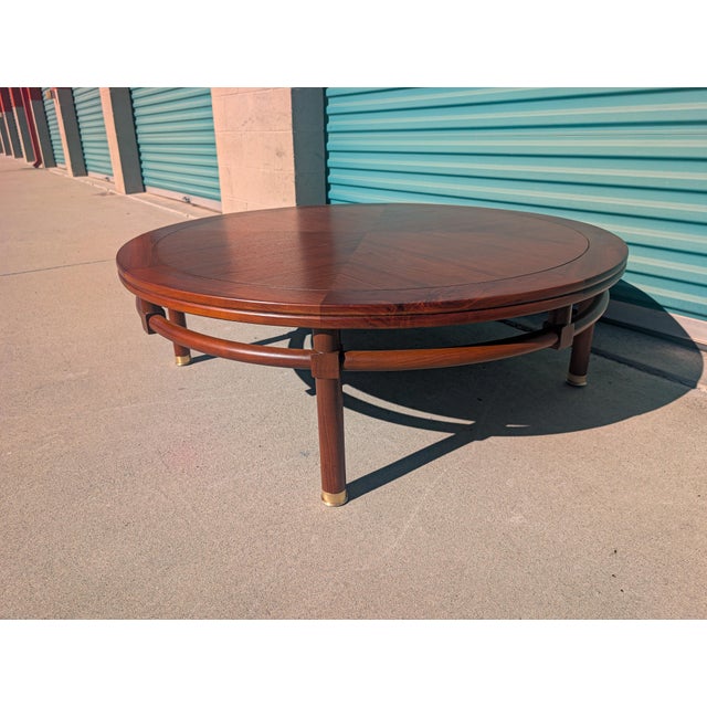 Mid Century Modern Round Walnut Coffee Table by Heritage, C1960s For Sale - Image 12 of 13