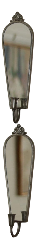 Mid-Century Swedish Pewter Sconces with Mirrors from Svenskt Tenn, Set of 2
