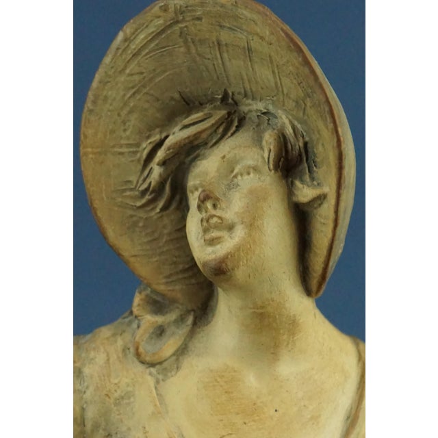 20th Century Terracotta Sculpture of Lady in 18th Century Clothes with a Basket of Flowers by G. Launeck, Austria, Early 1900s For Sale - Image 14 of 18