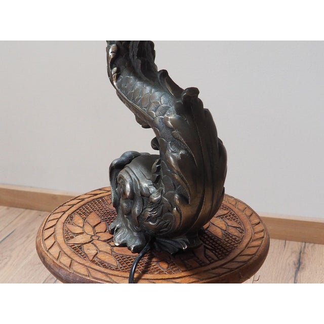 Vintage Zoomorphic Dragon Lamp in Cast Metal, 1970s For Sale - Image 11 of 18