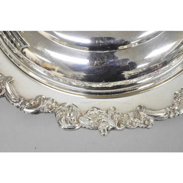 Mid 20th Century Vintage English Victorian Silver Plated Covered Chafing Dish Serving Platter For Sale - Image 5 of 15