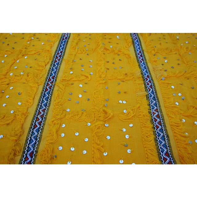 Tribal Late 20th Century Moroccan Handira W/ Orange & Stripes For Sale - Image 3 of 4