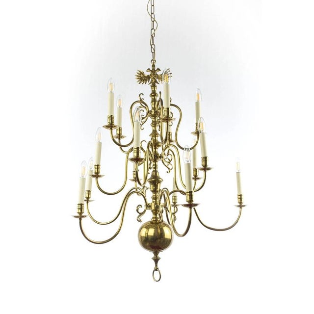 Dutch Brass 3-Tier Chandelier For Sale - Image 6 of 6