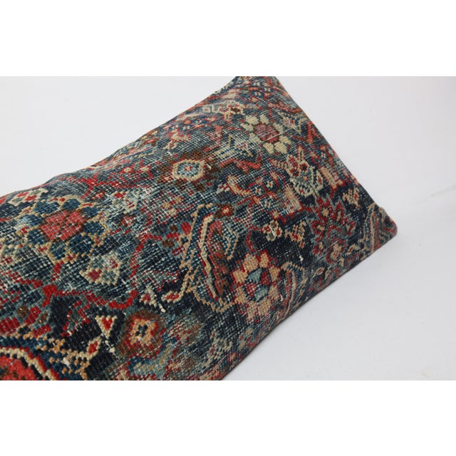 Early 20th Century Decorative Antique Rug Pillow – Authentic Handwoven Wool Cushion 16" X 36" For Sale - Image 5 of 9