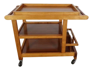 Blonde Mahogany Table with Wheels, 1960s