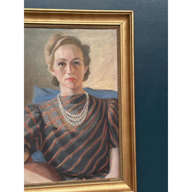 Lenné, Portrait of Lady, 1939, Oil Painting on Canvas, Framed For Sale - Image 4 of 14