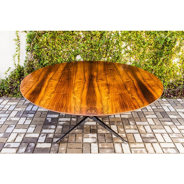 Vintage 1960s Florence Knoll 72" Round Rosewood X Base Table Desk For Sale - Image 12 of 16
