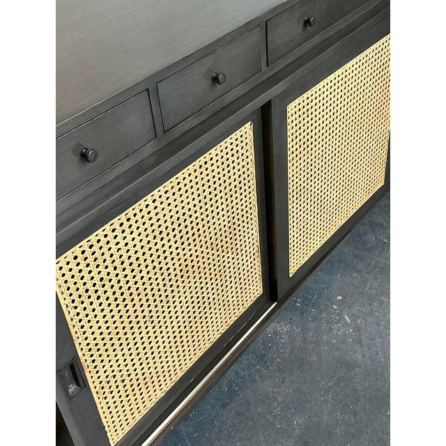 Early 21st Century Vintage Noir Hermosa Cane Front Credenza For Sale - Image 5 of 8