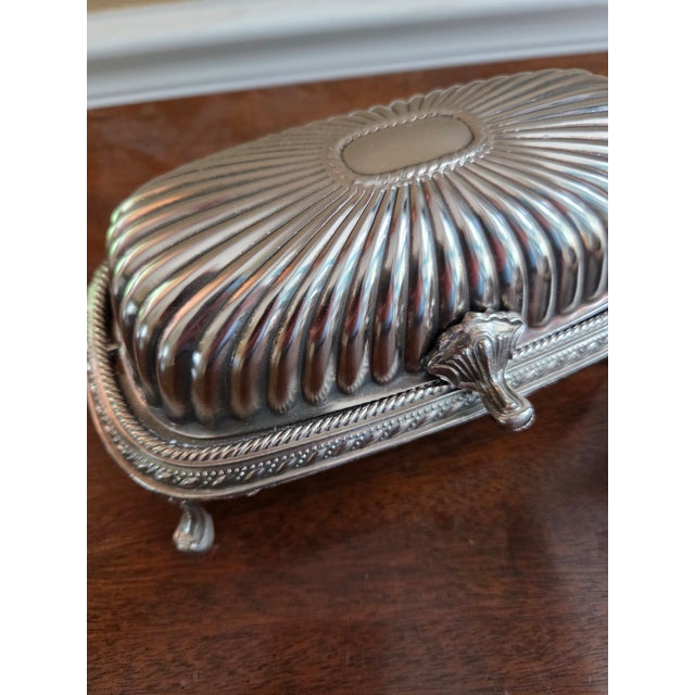 Vintage Silver Plated Domed Scalloped Butter Dish For Sale - Image 10 of 12