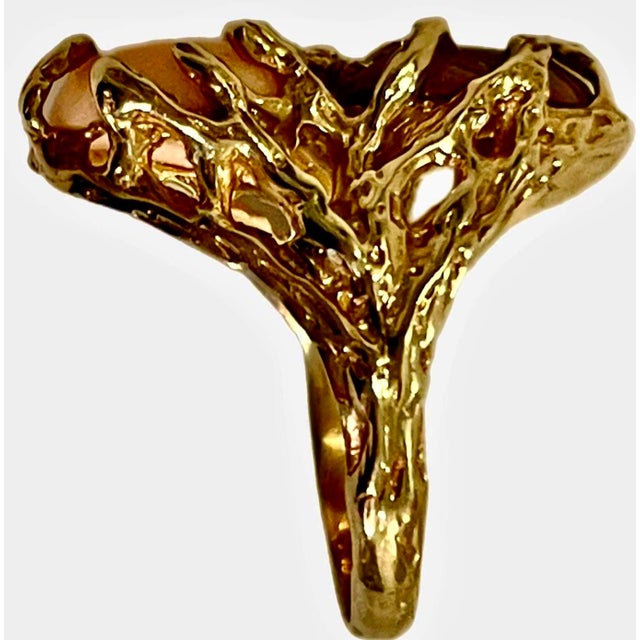 Arthur King Style Raw Diamond and Coral Brutalist Ring For Sale In New York - Image 6 of 10