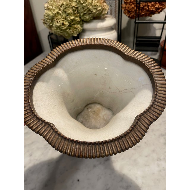 Ceramic Wong Lee 1895 Chinese Fine Porcelain Vase With Bronze Ormolu Base For Sale - Image 7 of 8