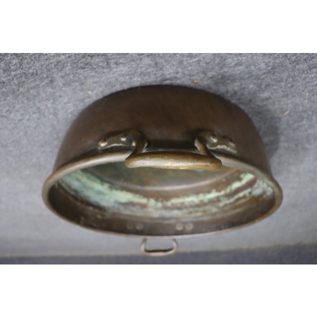 Metal Antique French Copper Jam Pan With Riveted Brass Handles For Sale - Image 7 of 10