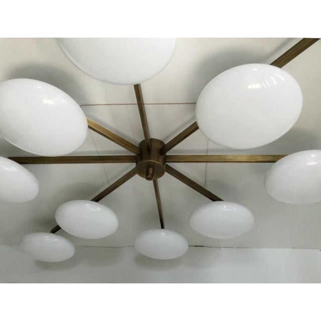 Not Yet Made - Made To Order 21st Century Dieci Bronze Glossy White Murano Flush Mount by Fabio LTD For Sale - Image 5 of 9