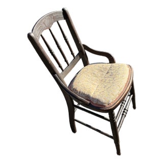 Antique Eastlake Victorian Pressed-Back Side Chair With a Needlepoint Upholstered Seat For Sale