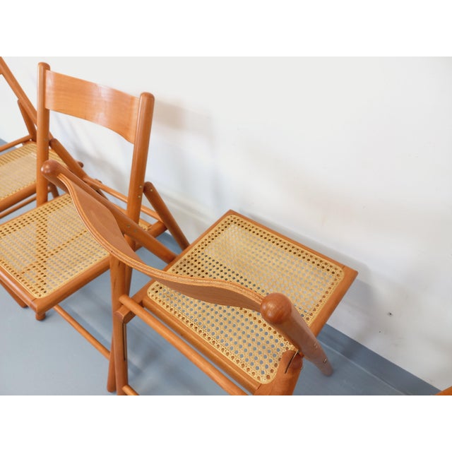 Vintage Folding Chairs in Beech Wood and Caning from Habitat, 1980s, Set of 4 For Sale - Image 14 of 18