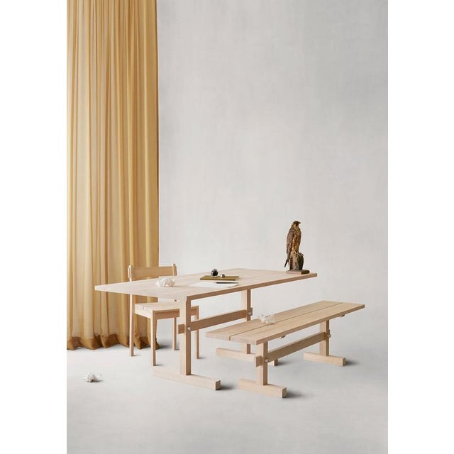 Gaspard Light Oak and Brass Dining Table 180 by Eberhart Furniture Dimensions: D 180 x W 85 x H 73 cm. Materials: Light...