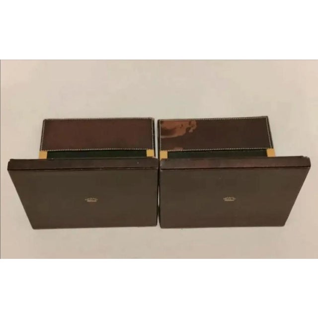 1970s Vintage Gucci Leather and Brass Bookends - Pair For Sale - Image 9 of 11