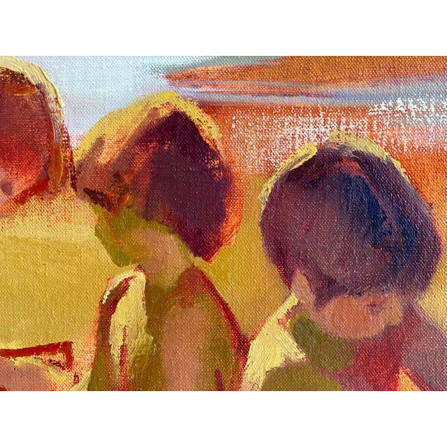 Featuring three children playing on the beach. Painted in vibrant oil on canvas, the scene captures the carefree spirit of...