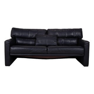 Black Leather 3-Seater Sofa from Brühl For Sale