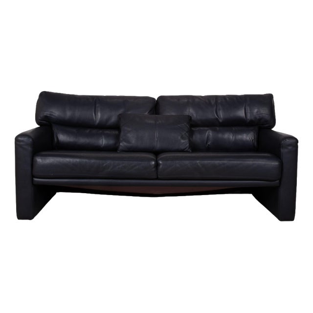 Black Leather 3-Seater Sofa from Brühl For Sale