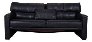 Black Leather 3-Seater Sofa from Brühl