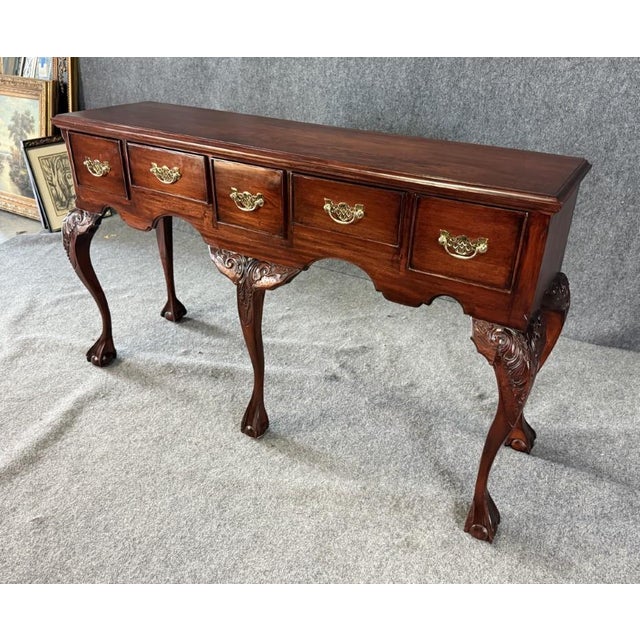 Chippendale Vintage Chippendale Style Mahogany Five-Drawer Sideboard For Sale - Image 3 of 11