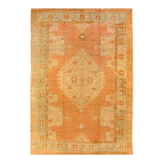1900 - 1909 Hand Knotted Antique Turkish Oushak 11' X 15'4'' For Sale