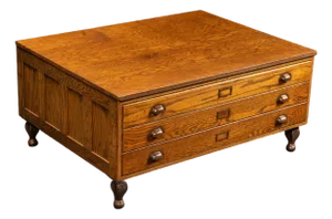 Antique Oak Flat File Cabinet Coffee Table