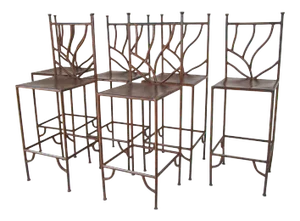 Spanish Wrought Iron Barstools with Back - Set of 6