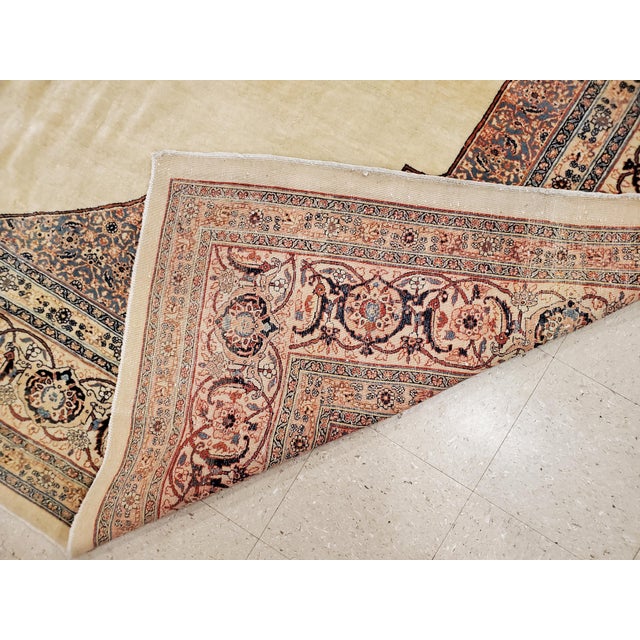 Brown Antique Tabriz Carpet, Hadji Jalili Persian Rug, Earth Tones, Ivory, Terracotta For Sale - Image 8 of 17