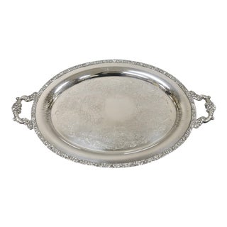 Vintage Webster Wilcox International Silver Plated Oval Twin Handle Platter Tray For Sale