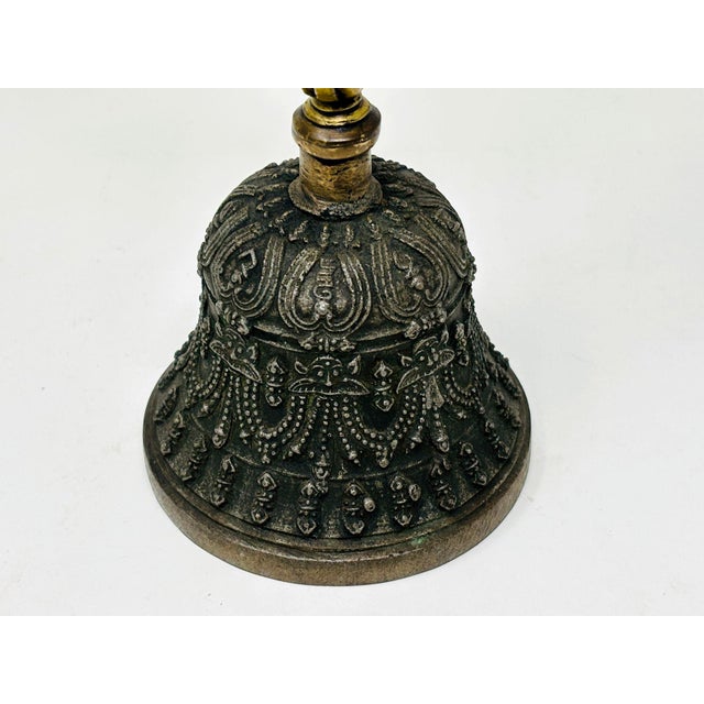 Asian Tibetan Meditation Prayer Ghanta Bell Antique Bronze Buddhist Bell For Sale - Image 4 of 12