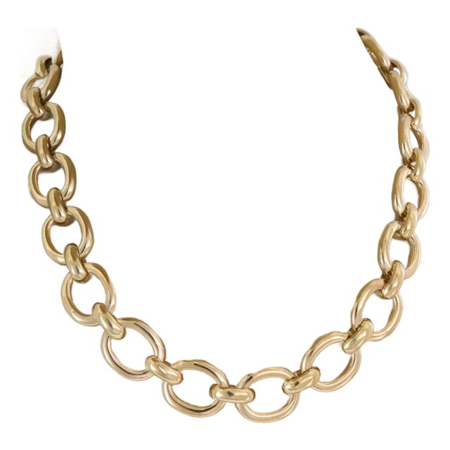 Cartier Baignoire Collection 18k Yellow Gold Oval Link Collar Necklace W/Paper For Sale