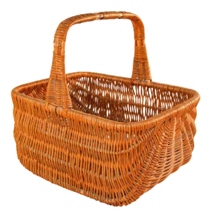1950s French Provincial Rattan Handled Basket