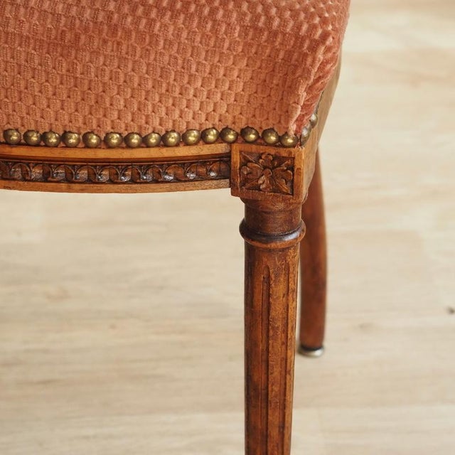 Antique Louis XVI Salon Chair with Velvet Upholstery, 1880 For Sale - Image 6 of 10