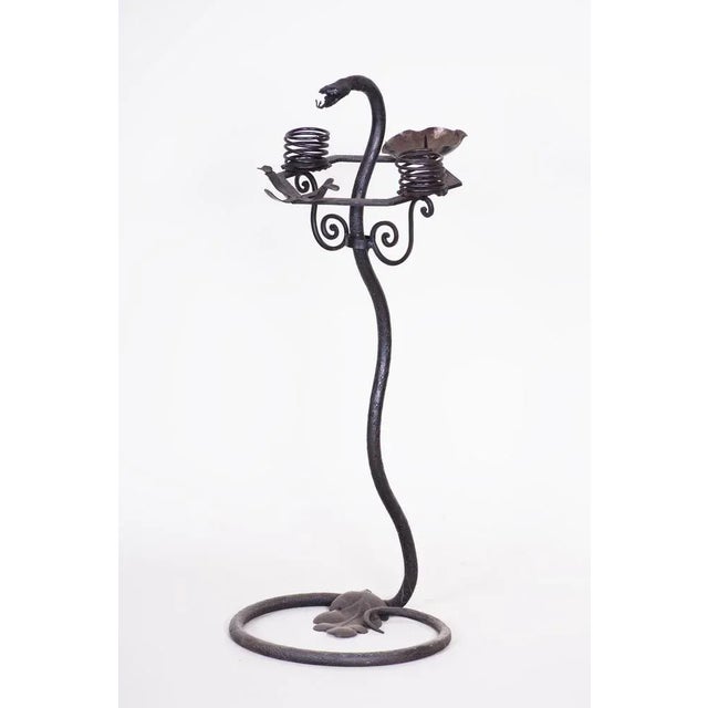 Art Deco Wrought Iron Candleholder, Austria, 1920s For Sale - Image 7 of 8