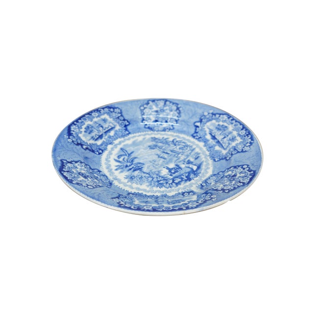 Chinoiserie Antique Petrus Regout Dutch Maastricht Oriental Blue Transferware Dinner Plate 10" For Sale - Image 3 of 11